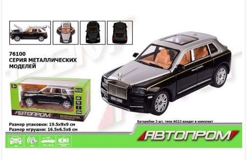 Машина метал 76100 (36шт) "АВТОПРОМ",1:28,батар.,світло,звук,відкр.двері,капот,багажник, в кор. – 19.5*9*9 см, р-р іграшки – 16.5*6.5*6 см