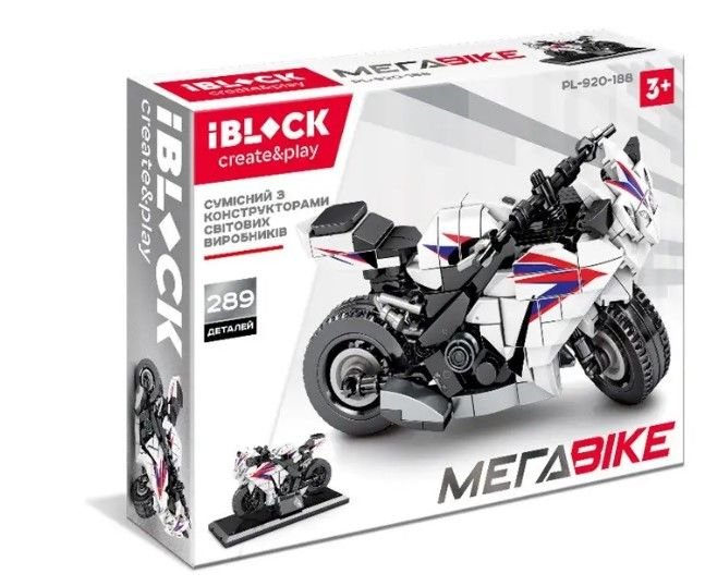 Конструктор IBLOCK PL-920-188 (36шт/2) МЕГАBIKE, 289дет., в зібран.кор 28*21*5,5 см PL-920-188