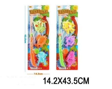 Рибалка 2219K (2052687) (288шт/2) 1 вудочка, 3 рибки, 2 види, мікс, на планшетці 14,2*43,5см