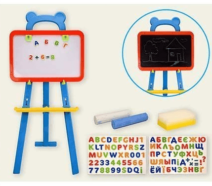 Дошка 2-х сторонPL - 0703 URE (12шт)магніт. укр.-укр.-англ.літери,з крейдою,в кор.52*7*32,5 см PL-0703 URE