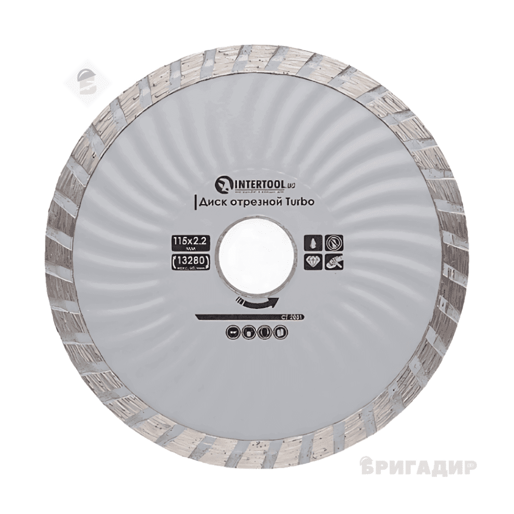 Диск відрізний Turbo, алмазний 115мм, 16-18% CT-2001 INTERTOOL CT-2001