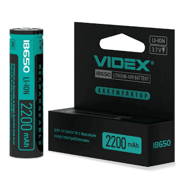 Акумулятори VIDEX Li-Ion 18650-P(БЕЗ ЗАХИСУ) 2200mAh 111850