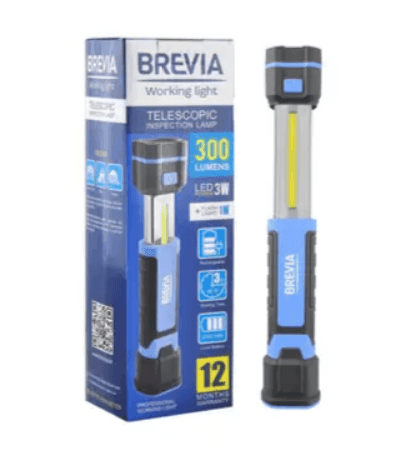 Brevia LED Телескопічна іспекційна лампа 3W COB+1W  LED 300lm, 2000mAh, microUsb