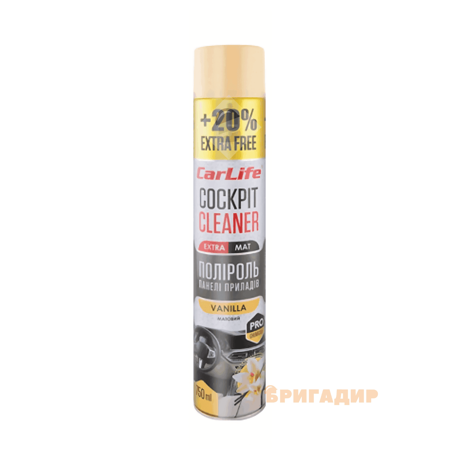 Поліроль панелі приладів CarLife Ваніль Cockpit Cleaner EXTRA MAT 750ml