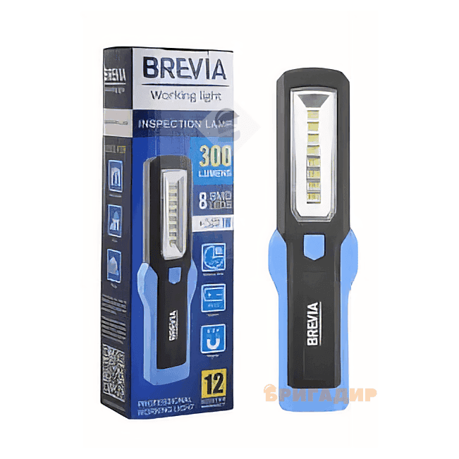 Brevia  LED Інспекційна лампа 8SMD + 1w led 300lm. 3хАА