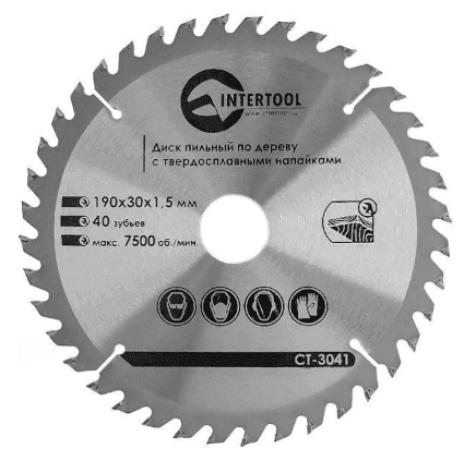 Круг циркулярка 190х30мм Intertool CT3041