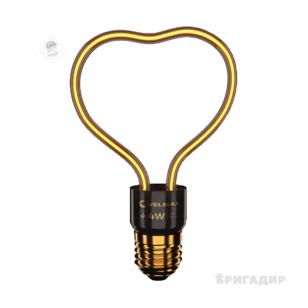 LED Лампа Velmax V-Filamebt-Серце, 4W, E27, 2700K, 260Lm