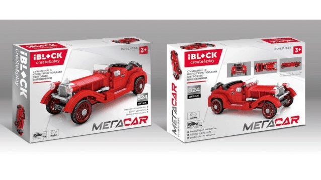 Конструктор IBLOCK арт. PL-921-334 (36шт/2) МЕГАCAR, 324дет в комплекті, короб. 38*26*7см