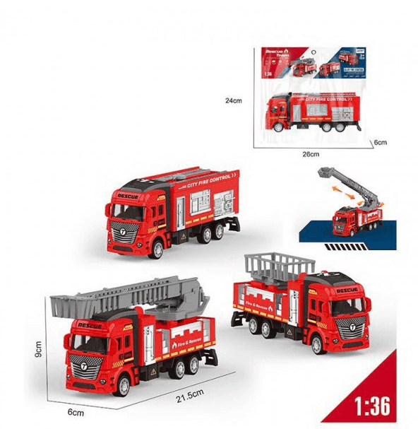 Машина арт. 8821A (144шт/2)пожежна, 4кольори, пакет 24*26см