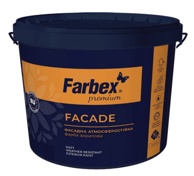 Фарба фасадна високоякісна ВДА "Facade", біла матова, ТМ Farbex -14,0кг