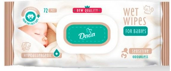 Вологі серветки 72шт Dada з клапаном