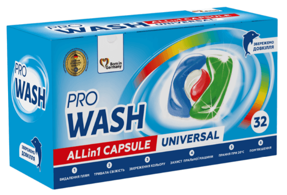 Капсули для прання Pro Wash Universal 32шт