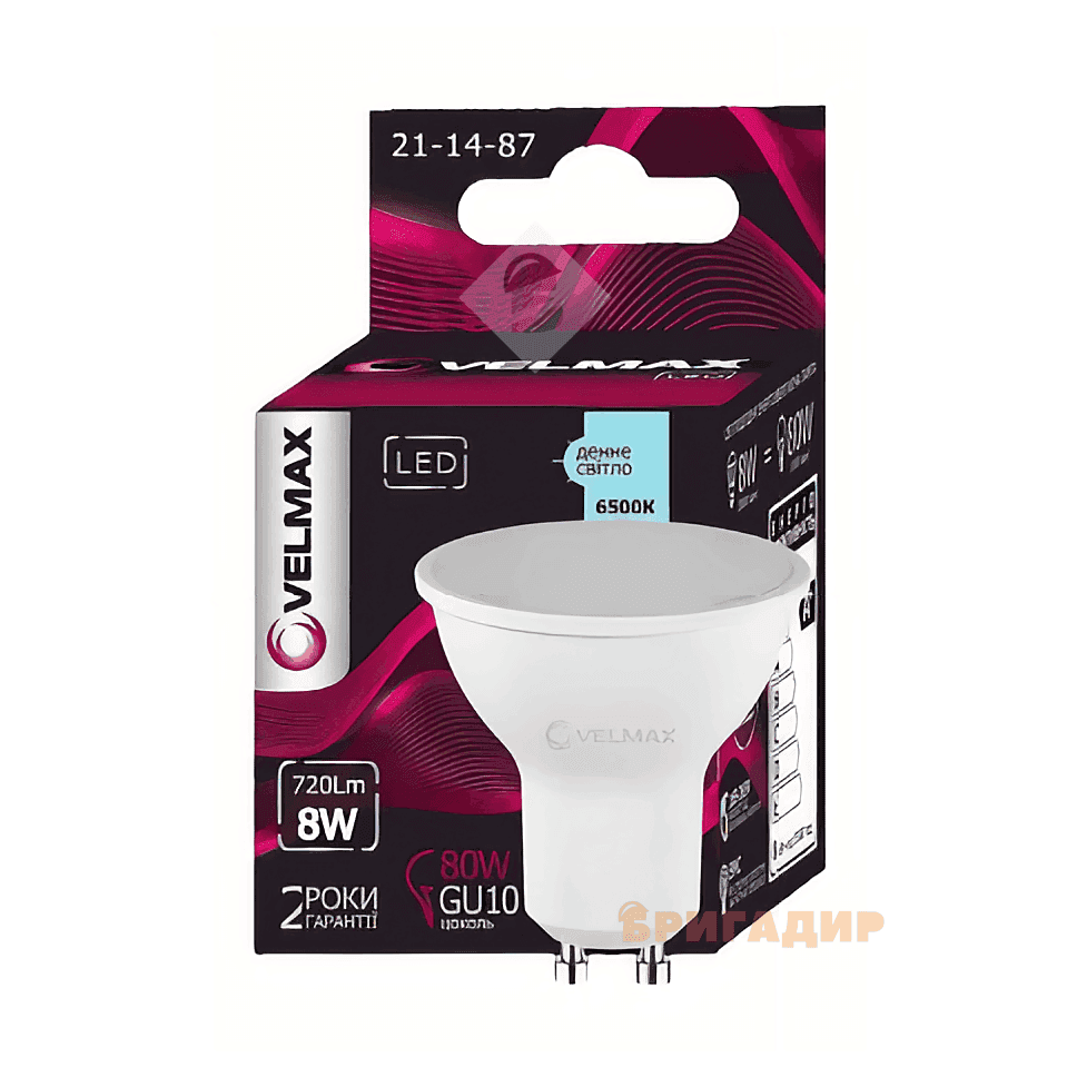 LED лампа VELMAX V-MR16L, 8W 220VGU 10 6500 K 720 Lm 211487