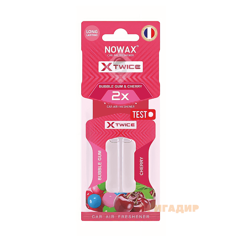 Ароматизатор повітря з подвійною капсулою Nowax серія Х Twice - Bubble Gum & Cherry