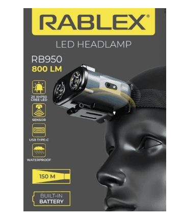 Ліхтар налобний Rablex RB950 червоне світло біле світло (9410)