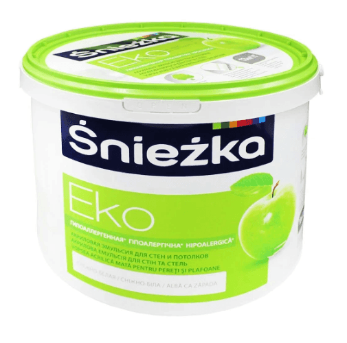 Фарба біла ECO Sniezka 10л акрилова-матова для стін і стелі