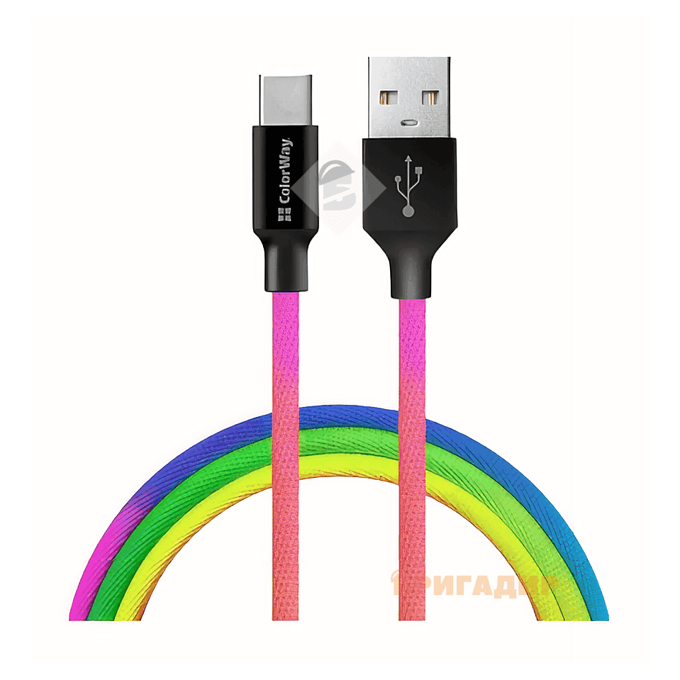 Кабель USB тканинний кольоровий 1м Type-C (7296)