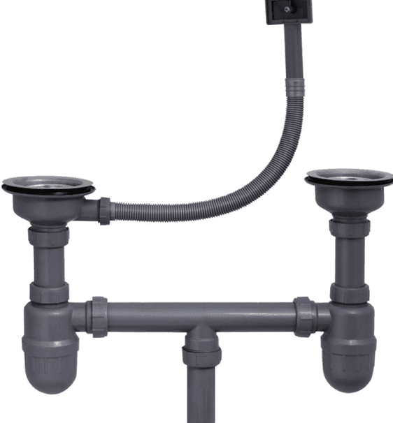 Сифон до умивальника сірий, подвійний 7