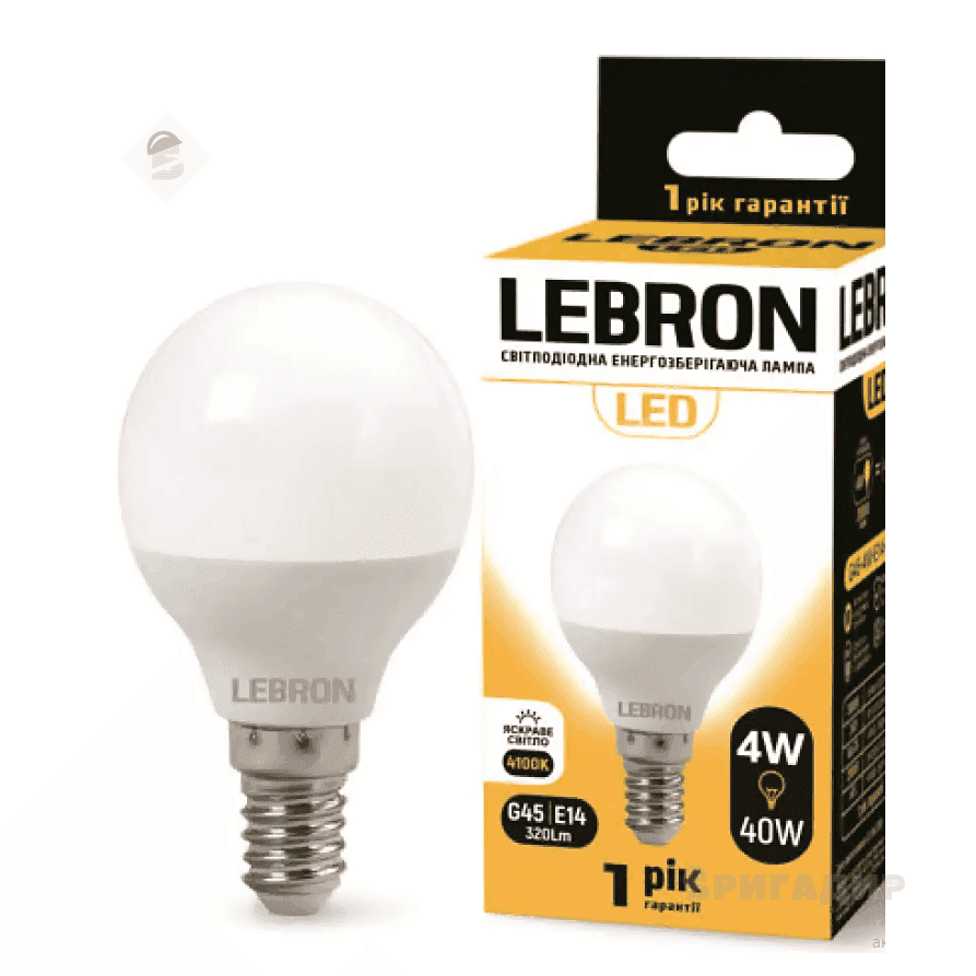 LED лампа LEBRON L-G45, 4W, 220V, E14, 4100K, 320Lm 111212