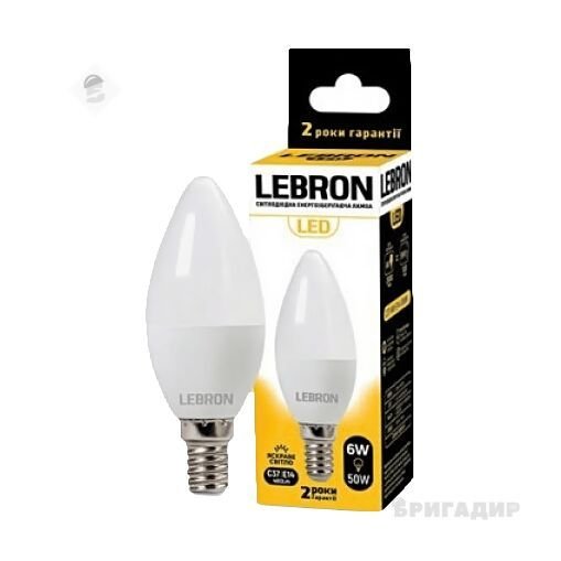 LED лампа LEBRON L-C37. 6W. 220V. E14 3000K. 480Lm 11-13-19-1