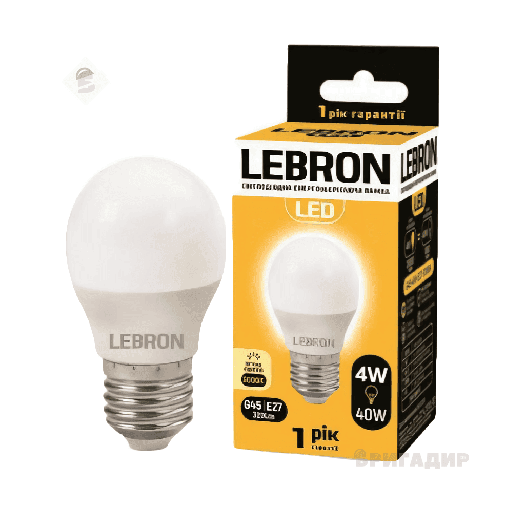 LED лампа LEBRON L-G45, 4W, 220V, E27, 3000K, 320Lm 111241