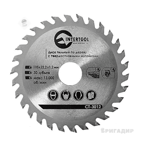 Круг пильний по дереву 115х22.2 CT3012 Інтертул