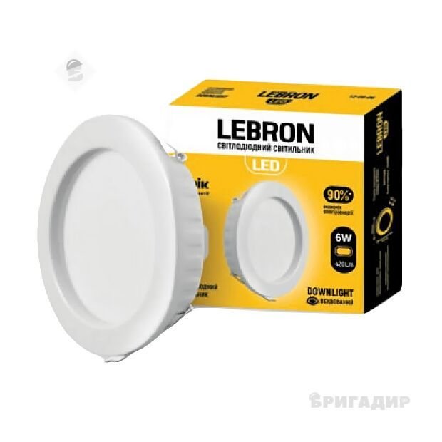 LED світильник LEBRON L-PR-641. 6W. вбудований, 4100К, з блоком живлення 12-10-06