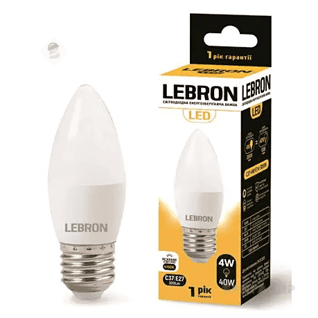 LED лампа LEBRON L-C37. 4W. 220V. E14 4100K. 320Lm 11-13-42-1