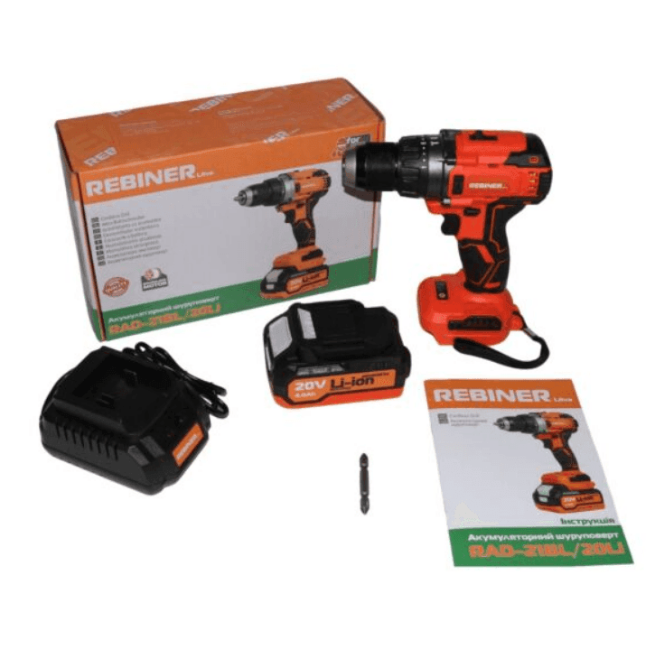 Акумуляторний шуруповерт REBINER RAD21BL/20LI