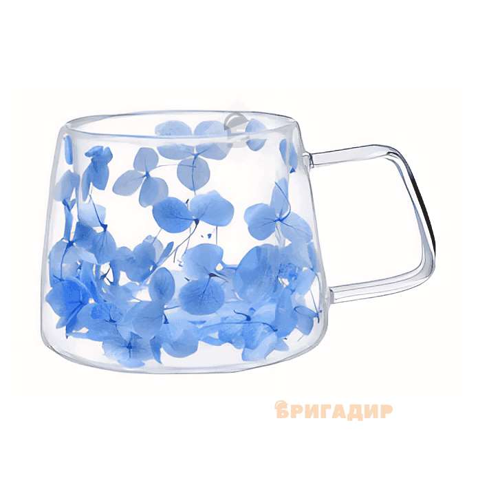 VT5311-200 Набір чашок Квіткова блакить з подвійним дном Vittora 2шт 200мл