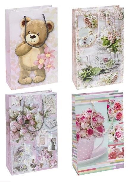 Пакет кольоровий середній "Квіти" 27х16х7 см 3023