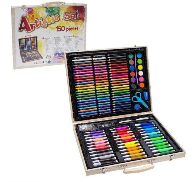 Художній набір для малювання 150 предметів у дерев'яному кейсі 502
