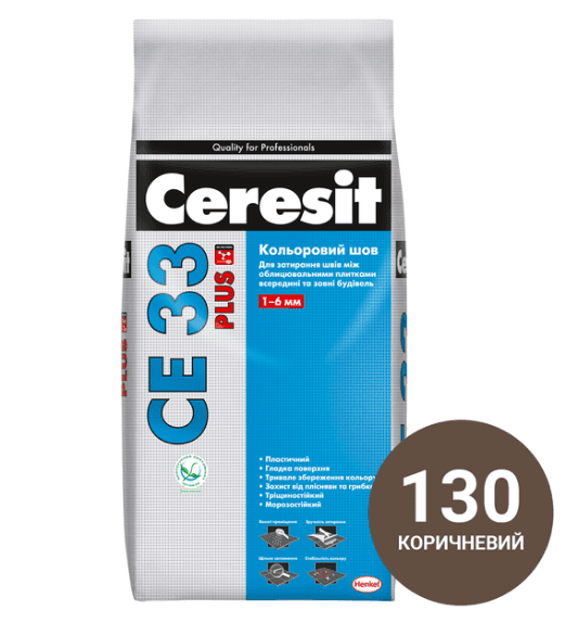 130 CE 33/2 plus :затирка для швів, плюс КОРИЧНЕВИЙ 2кг
