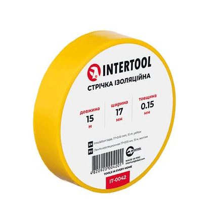 Стрічка ізоляційна Intertool IT-0042 0,15ммх17ммх15м жовта 449691