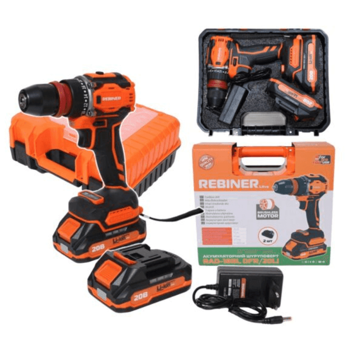 Акумуляторний шуруповерт REBINER RAD-18BL DFR/20Li