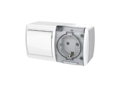 Блок RIGHT HAUSEN BERTA роз. 1-на з/з + Вим 1-Й зовн.Білий IP54 HN- 013191