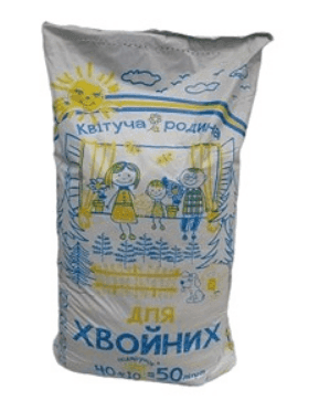 Торф'яний субстрат ,,Торфосуміш Для хвойних" ,,Квітуча родина " 50л