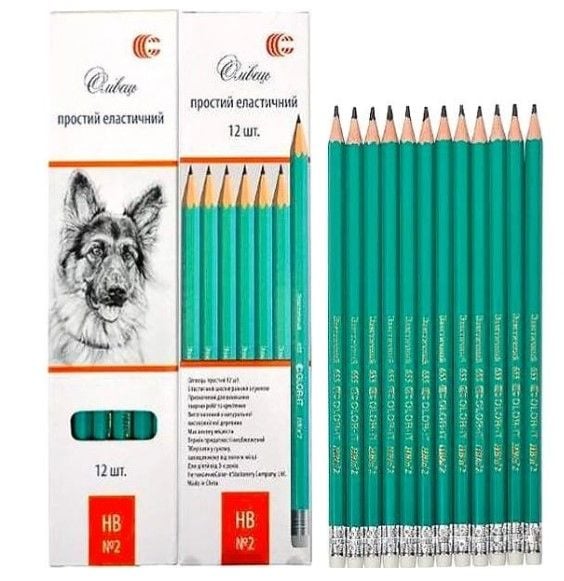 Олівець графітний еластичний НВ №2 з резинкою (CR655)