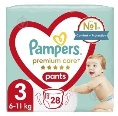 PAMPERS дит одноразові підг трусики Prem Care Pants Midi (6-11)кг 28шт