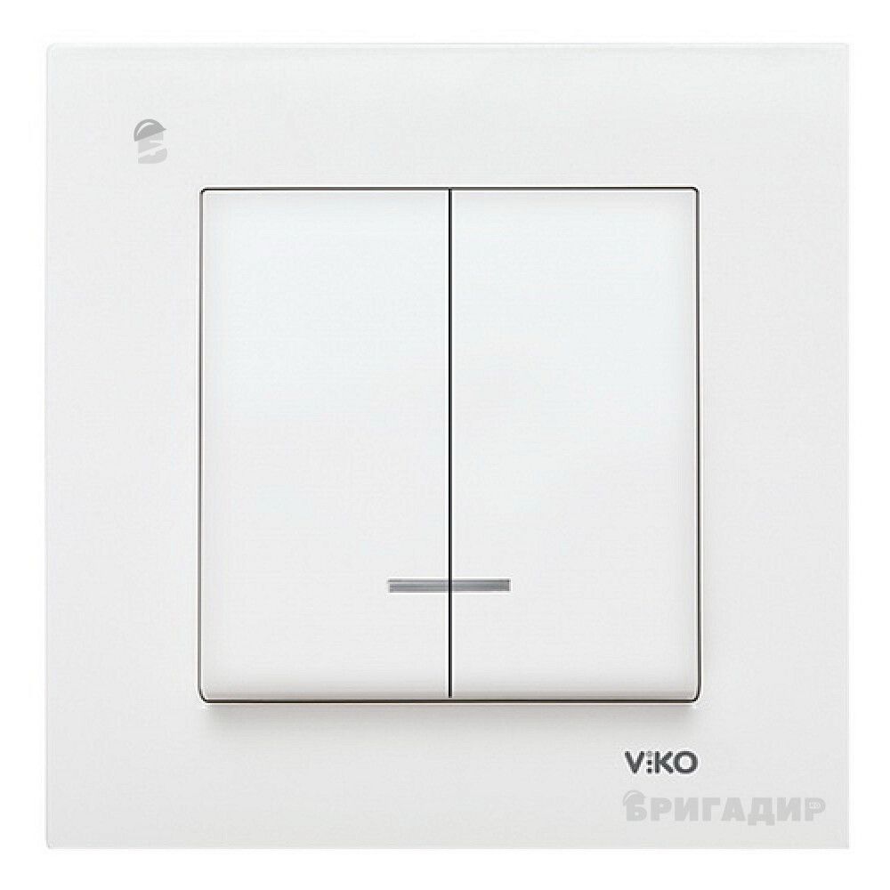 Вимикач 2-кл. з підсвічуванням білий ViKO Karre