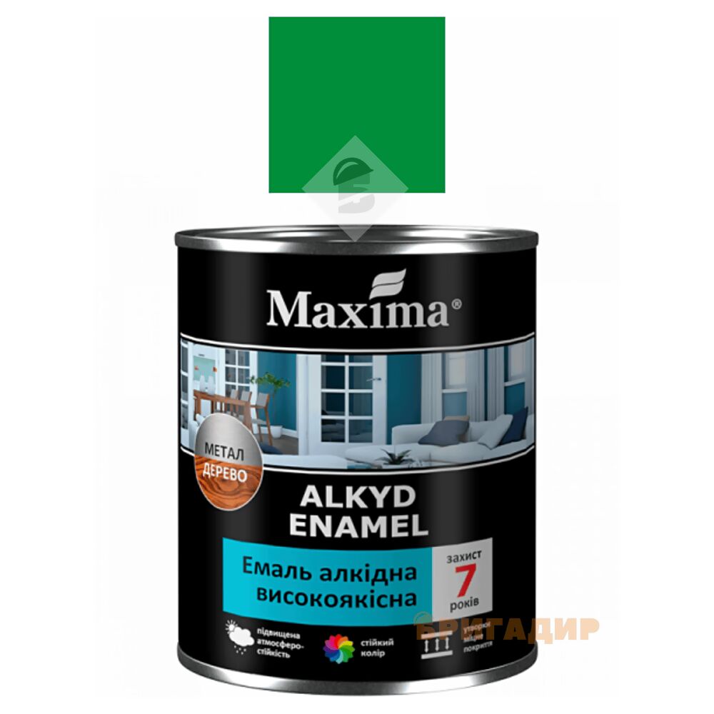 Емаль алкідна високоякісна Maxima яскраво-зелена