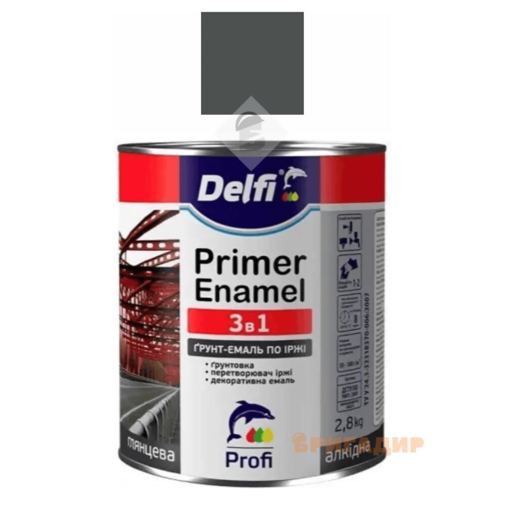 Грунт-емаль по іржі 3 в 1, графіт ТМ Delfi