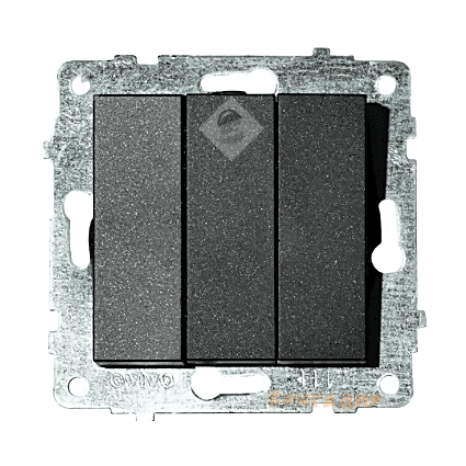 Механізм вимикача 3-клв.Grano чорн. Металік