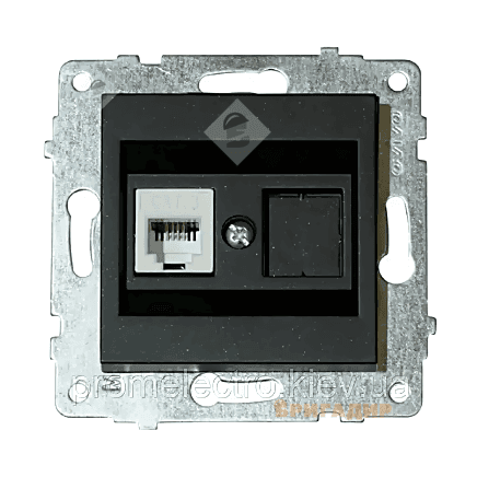 Механізм розетки комп'ютерної (CAT6) Grano чорн.металік