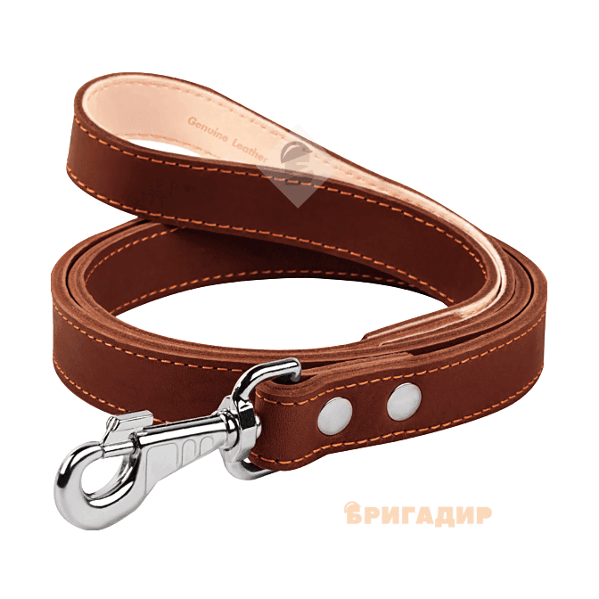 Повідець подвійний з прошивкою коричневий