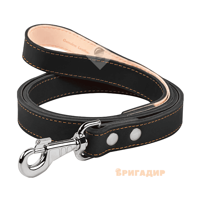 Повідець подвійний з прошивкою чорний