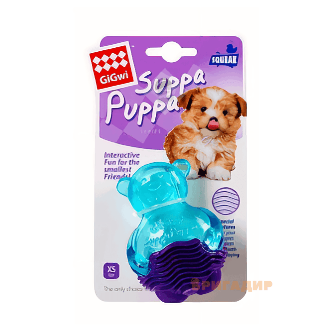 Іграшка для собак GiGwi Suppa Puppa Ведмедик з пищалкою, синій