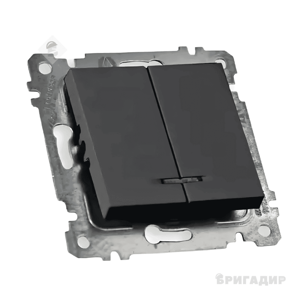 Механізм вимикача 2 кл, 10А, з світловим індикатором, RITA, Mutlusan, чорний