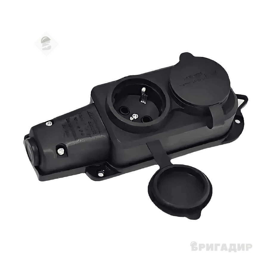 Колодка 2 гнізда з/заз 16А каучук DE-PA