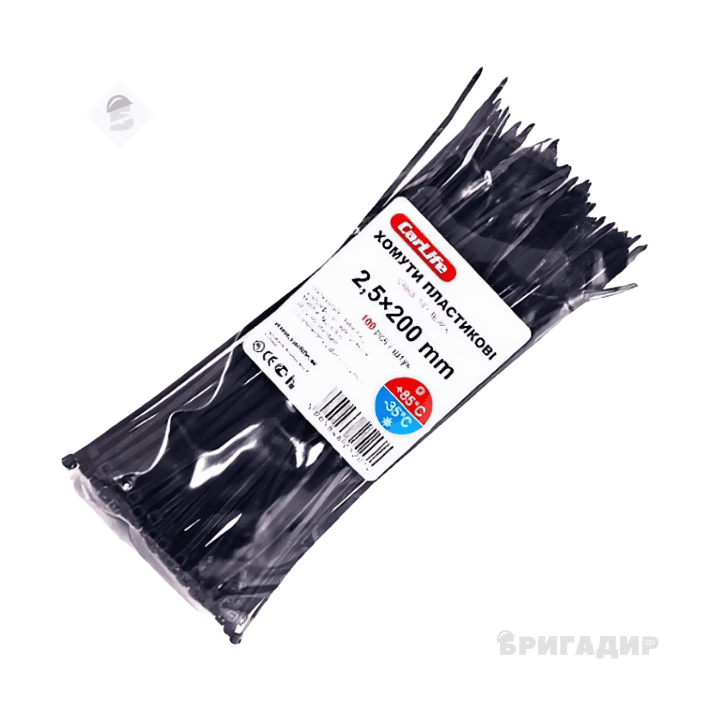 Стяжка кабельна 2.5х200мм чорна